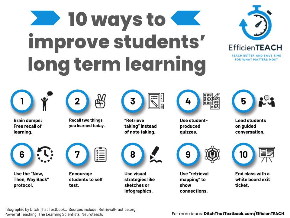 10 ways to improve students' long term learning 