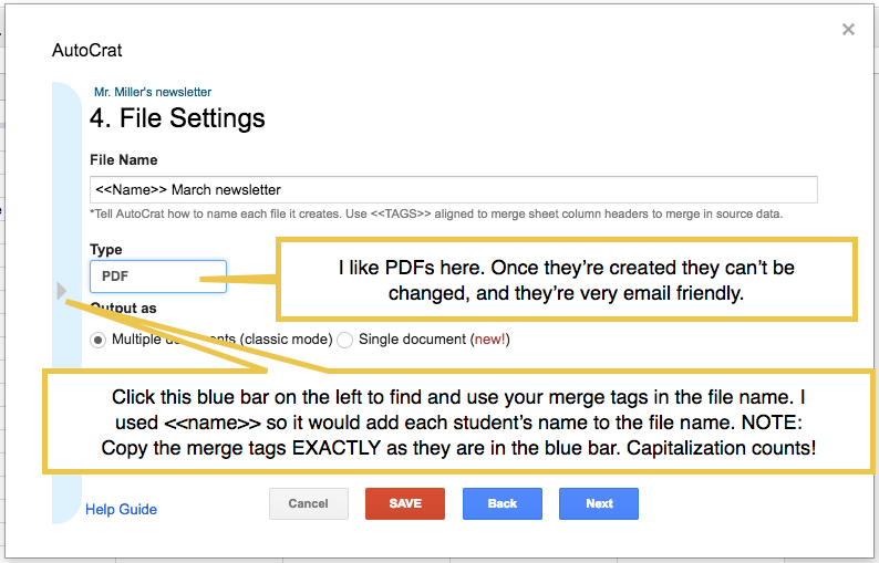 newsletter file settings