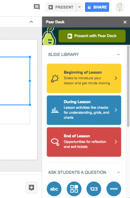 pear deck sidebar menu