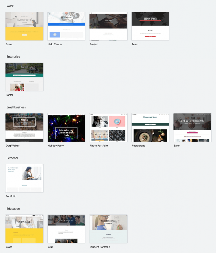 Google Sites Templates