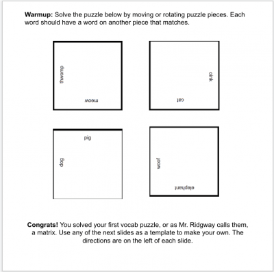 Vocabulary Puzzle template